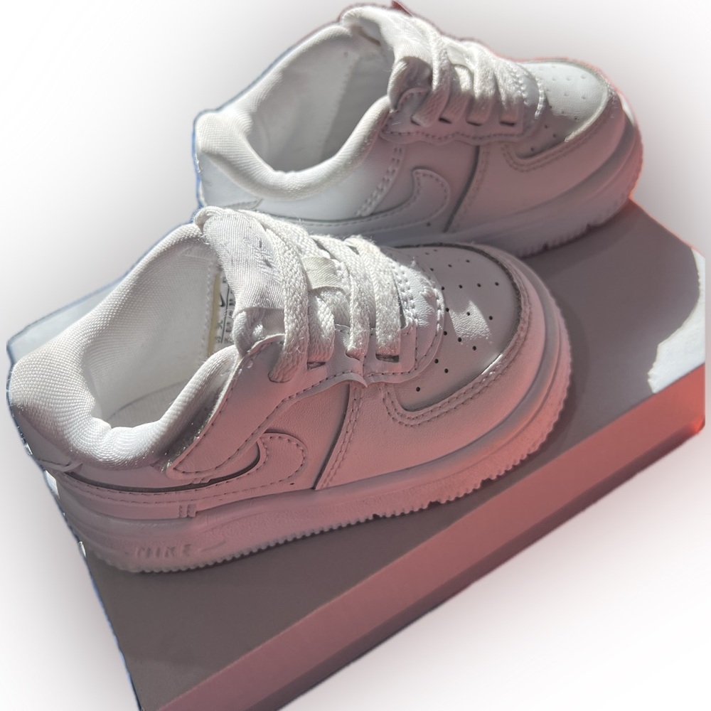 White Kids Sneakers with Hook-and-Loop Strap